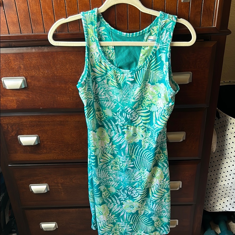 Columbia Green Tropical Print Dress active